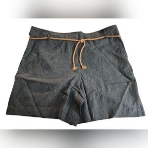 Talbots Medium Blue Denim Linen Shorts W/Rope Tie Belt 4 Pockets. Sz 16